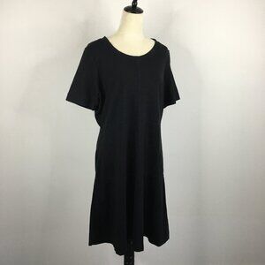 ATHLETA Black Short Sleeve Zipper Back Basic Dress